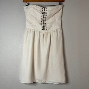Twelfth Street by Cynthia Vincent Cream Silk Strapless Dress -‎ Size Small